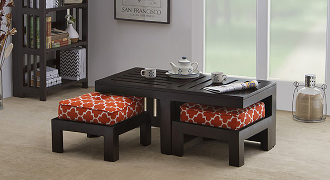 Caffino Coffee Table Set(Ebony&Morocco Lattice Rust)